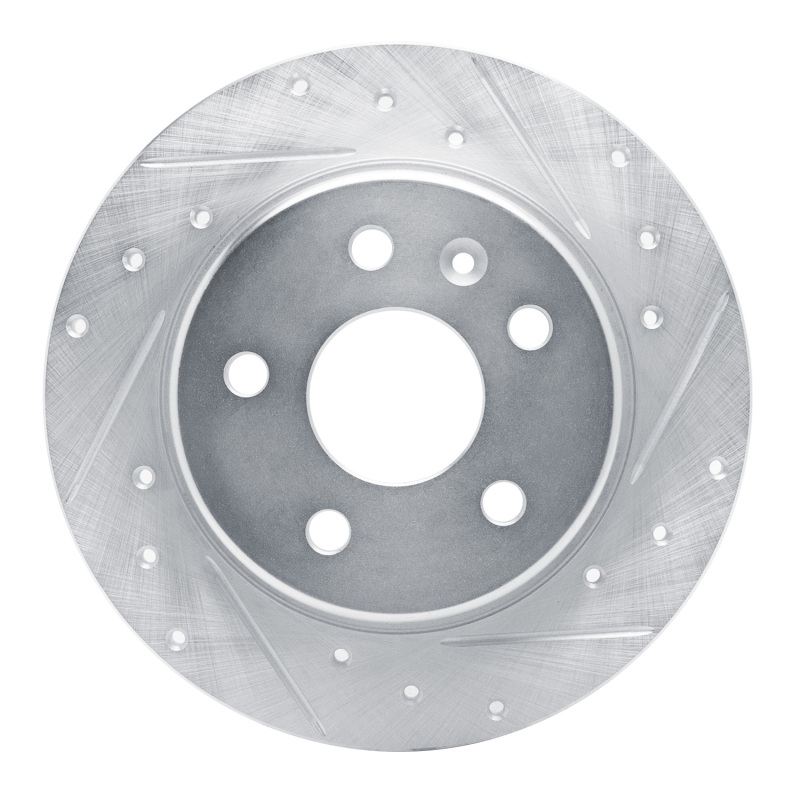 Chevrolet Bolt EV Brake Rotor (1) - Rear Right - R1 Concepts - Drilled & Slotted - Silver - `16-`23 Chevrolet Bolt EV Brake Rotor (1) - Rear Right - R1 Concepts - Drilled & Slotted - Silver - `16-`23